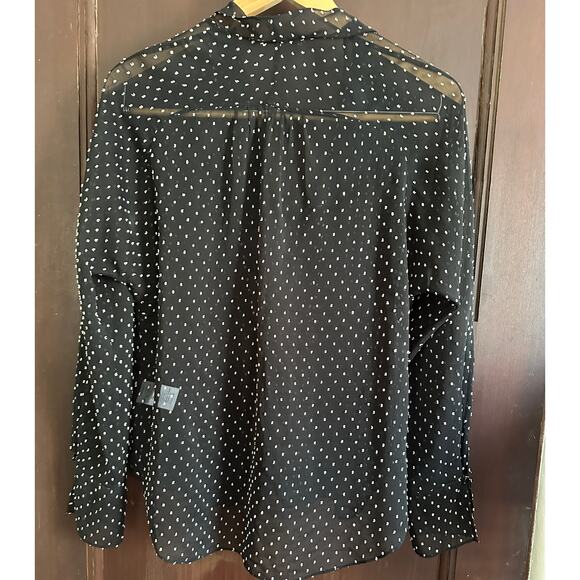 EQUIPMENT FEMME | Black Sheer Chiffon Swiss Dot Blouse Clip Dot  | Size Small - Picture 5 of 6